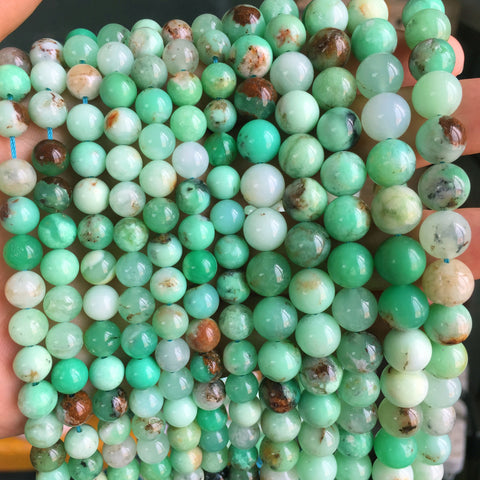 Natural Chrysoprase smooth round loose beads Green Australian jade stone wholesale gemstone for jewelry making DIY bracelets