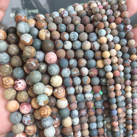 Natural American Rocky Butte Picture Jasper matte round beads wholesale gemstone for jewelry making