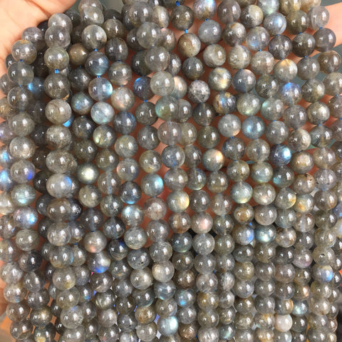 Natural Labradorite smooth round loose beads wholesale gemstone for jewelry making DIY bracelet necklace