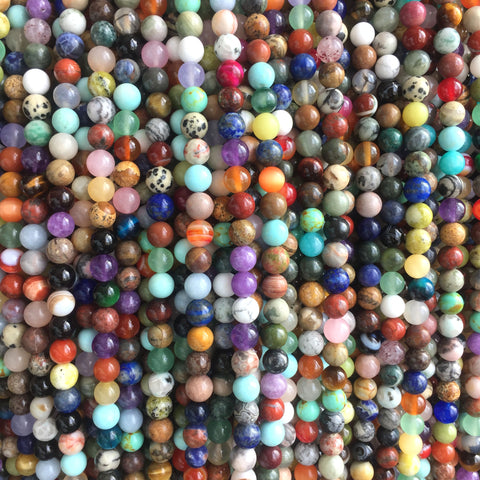Natural Mix Gemstone Multicolor Stone smooth round loose beads wholesale for jewelry making DIY