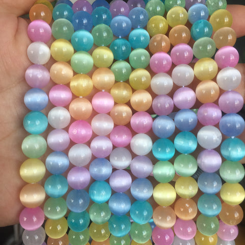 Rainbow Selenite Calcite Multicolor stone smooth round loose beads wholesale gemstone for jewelry making bracelets necklace DIY