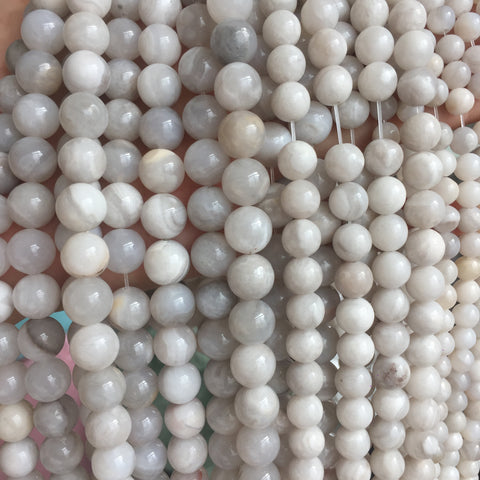Natural White Crazy Lace Agate smooth round beads wholesale gemstone for jewelry making DIY