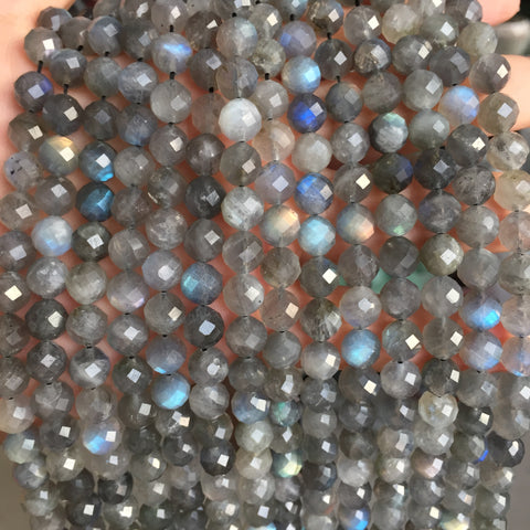 Natural Labradorite faceted round beads loose gemstone wholesale semi precious stone for bracelet necklace jewelry DIY making