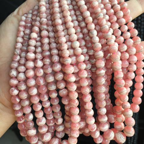 Argentina Rhodochrosite Natural Stone pink ivory gemstone smooth round beads 18" tower necklace for jewelry making diy