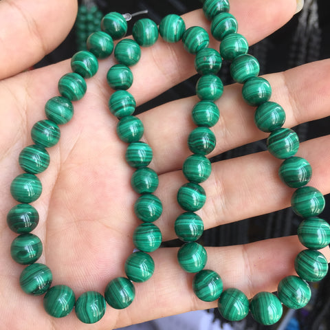 Natural Green Malachite Stone smooth round beads wholesale gemstone for jewelry making diy bracelet necklace