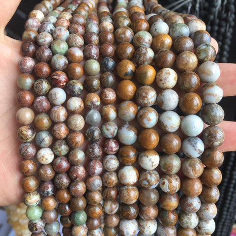 Natural African Opal Brwon Opal Stone smooth round beads gemstone wholesale for jewelry making diy bracelet necklace