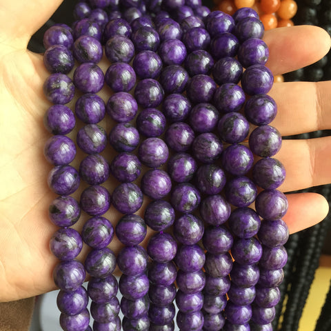 Purple Charoite Stone smooth round beads wholesale gemstones for jewelry making diy bracelet necklace
