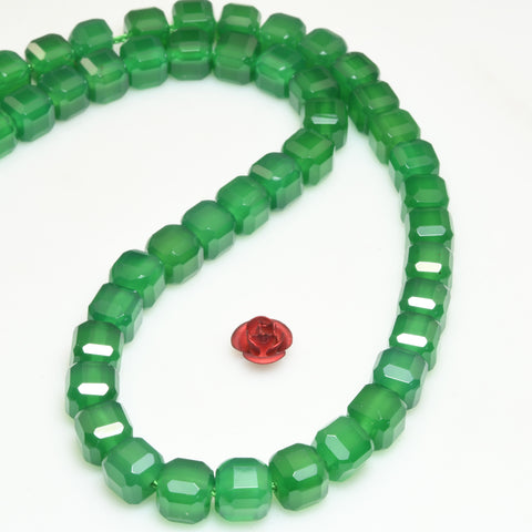 Natural green agate faceted cube beads loose gemstone wholesale for jewelry making diy bracelet necklace