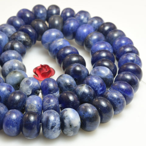 Natural blue sodalite stone smooth rondelle loose beads wholesale gemstone jewelry making bracelet necklace diy