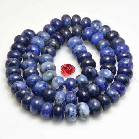 Natural blue sodalite stone smooth rondelle loose beads wholesale gemstone jewelry making bracelet necklace diy
