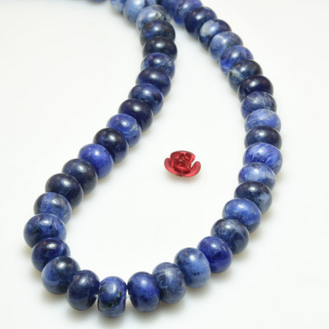 Natural blue sodalite stone smooth rondelle loose beads wholesale gemstone jewelry making bracelet necklace diy