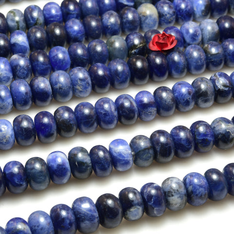 Natural blue sodalite stone smooth rondelle loose beads wholesale gemstone jewelry making bracelet necklace diy
