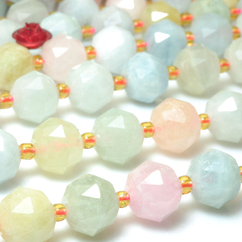 Natural Morganite Stone faceted HANG rondelle loose beads wholesale gemstones for jewelry making DIY bracelet necklace