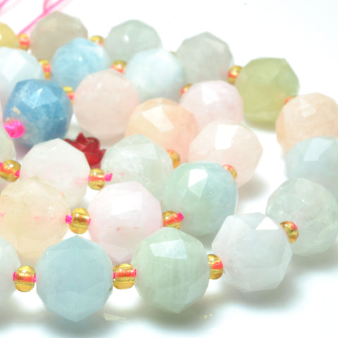 Natural Morganite Stone faceted HANG rondelle loose beads wholesale gemstones for jewelry making DIY bracelet necklace