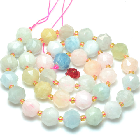 Natural Morganite Stone faceted HANG rondelle loose beads wholesale gemstones for jewelry making DIY bracelet necklace