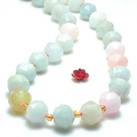 Natural Morganite Stone faceted HANG rondelle loose beads wholesale gemstones for jewelry making DIY bracelet necklace