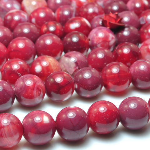Red Fire Agate smooth round loose beads wholesale gemstone for jewelry making 8mm 15"