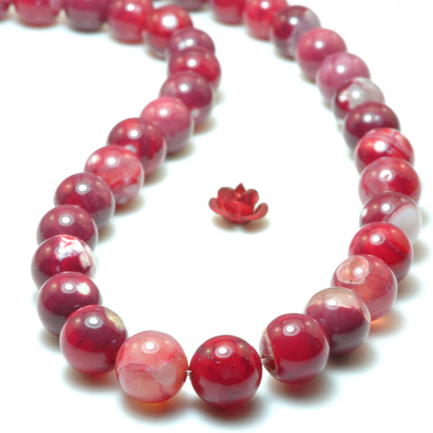 Red Fire Agate smooth round loose beads wholesale gemstone for jewelry making 8mm 15"