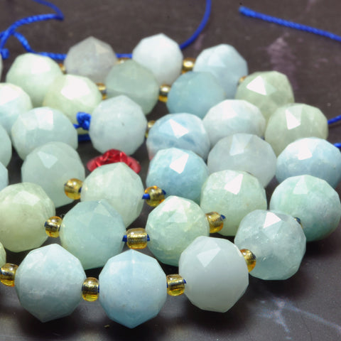 Natural Aquamarine Faceted HANG Rondelle Beads Loose Blue Stone Wholesale Gemstones for Jewelry Making DIY Bracelet Necklace