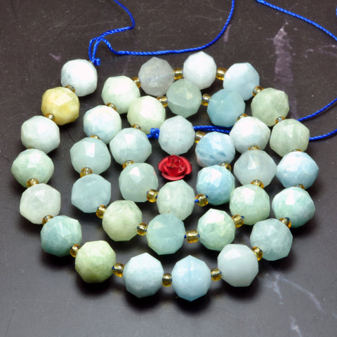 Natural Aquamarine Faceted HANG Rondelle Beads Loose Blue Stone Wholesale Gemstones for Jewelry Making DIY Bracelet Necklace