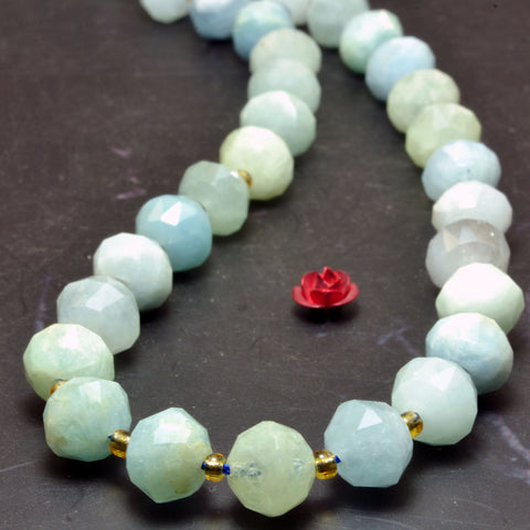 Natural Aquamarine Faceted HANG Rondelle Beads Loose Blue Stone Wholesale Gemstones for Jewelry Making DIY Bracelet Necklace
