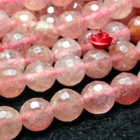 Natural strawberry quartz Lepidocrocite faceted round loose beads wholesale gemstone jewelry making