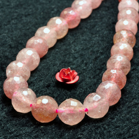 Natural strawberry quartz Lepidocrocite faceted round loose beads wholesale gemstone jewelry making