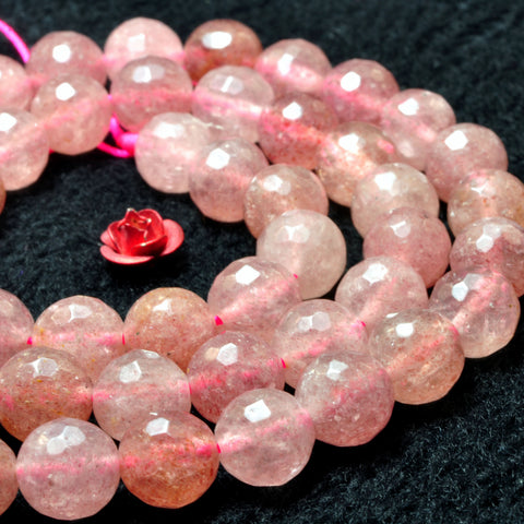 Natural strawberry quartz Lepidocrocite faceted round loose beads wholesale gemstone jewelry making