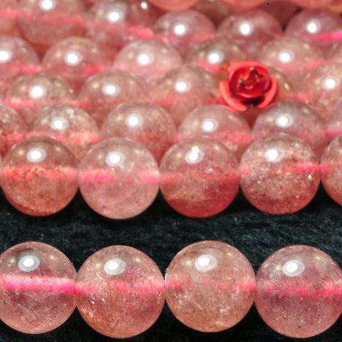 Natural strawberry quartz Lepidocrocite stone smooth round loose beads wholesale gemstone for jewelry making DIY