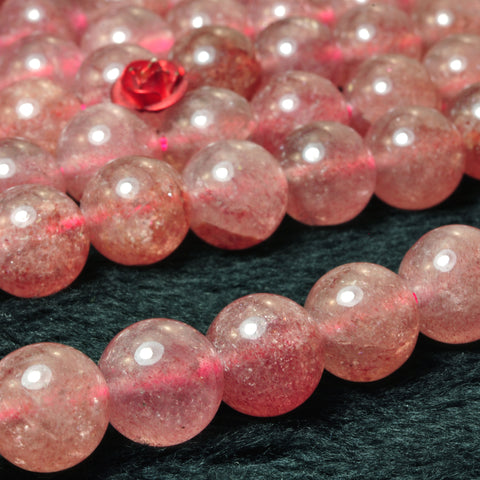 Natural strawberry quartz Lepidocrocite stone smooth round loose beads wholesale gemstone for jewelry making DIY