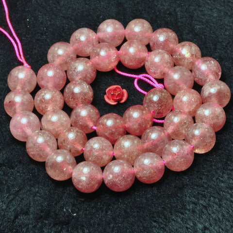 Natural strawberry quartz Lepidocrocite stone smooth round loose beads wholesale gemstone for jewelry making DIY