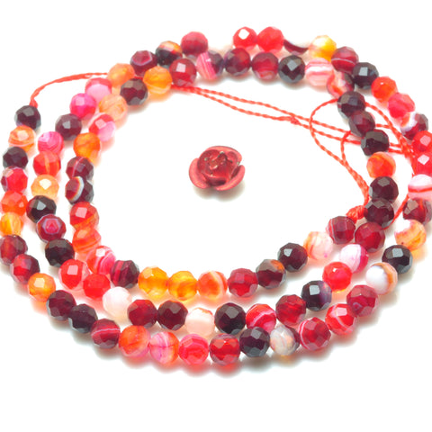 Red Banded Agate faceted round beads wholesale loose gemstone for jewelry making bracelet necklace