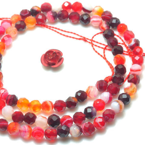 Red Banded Agate faceted round beads wholesale loose gemstone for jewelry making bracelet necklace