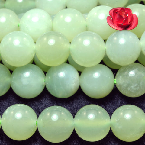 Natural New Green Jade smooth round loose beads wholesale gemstone for jewelry making bracelet DIY