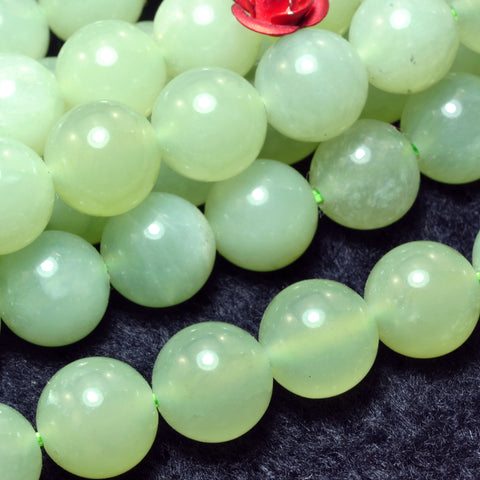 Natural New Green Jade smooth round loose beads wholesale gemstone for jewelry making bracelet DIY