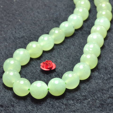 Natural New Green Jade smooth round loose beads wholesale gemstone for jewelry making bracelet DIY