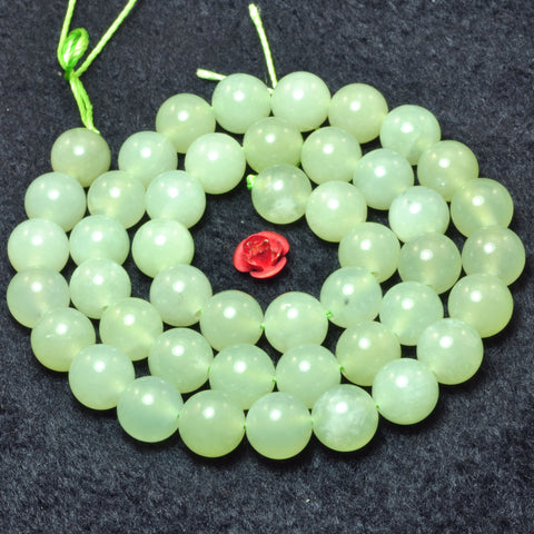 Natural New Green Jade smooth round loose beads wholesale gemstone for jewelry making bracelet DIY