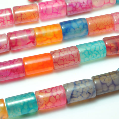 Fire Agate Multicolor smooth Tube Cylinder beads wholesale gemstone for jewelry making DIY