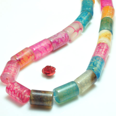 Fire Agate Multicolor smooth Tube Cylinder beads wholesale gemstone for jewelry making DIY