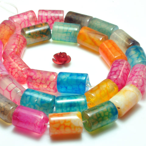 Fire Agate Multicolor smooth Tube Cylinder beads wholesale gemstone for jewelry making DIY