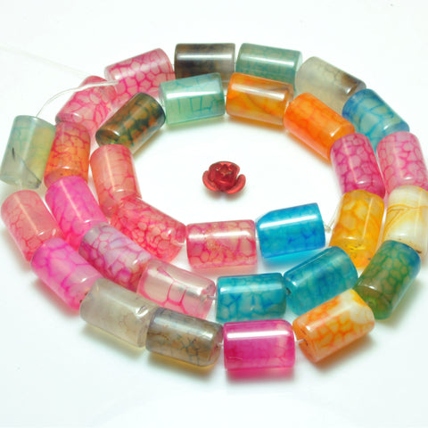 Fire Agate Multicolor smooth Tube Cylinder beads wholesale gemstone for jewelry making DIY