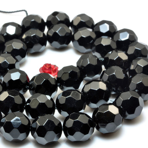 YesBeads Natural Black Onyx football faceted beads loose gemstone wholesale jewelry making bracelect diy stuff