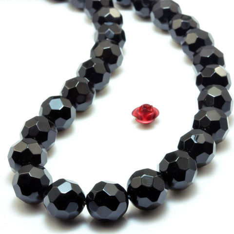 YesBeads Natural Black Onyx football faceted beads loose gemstone wholesale jewelry making bracelect diy stuff