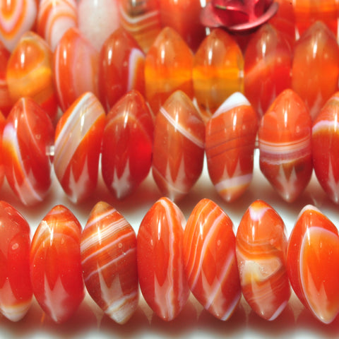 Red Banded Agate smooth rondelle beads Stripe Agate gemstone wholesale loose stone for jewelry making diy bracelet