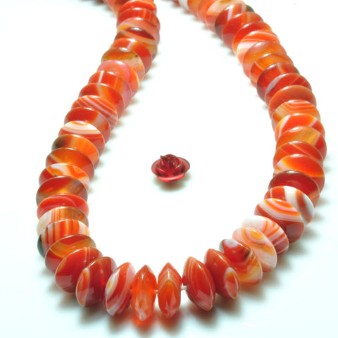 Red Banded Agate smooth rondelle beads Stripe Agate gemstone wholesale loose stone for jewelry making diy bracelet
