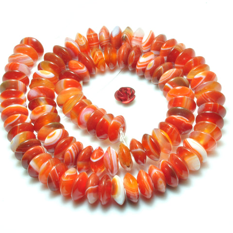 Red Banded Agate smooth rondelle beads Stripe Agate gemstone wholesale loose stone for jewelry making diy bracelet