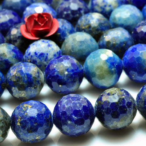Natural Lapis Lazuli Mini faceted round loose beads wholesale gemstone for jewelry making bracelet DIY