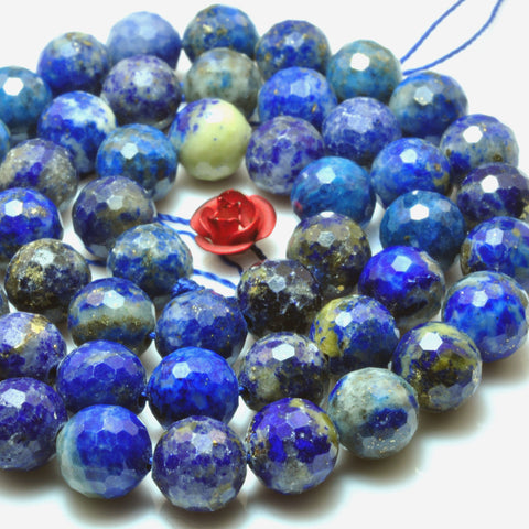 Natural Lapis Lazuli Mini faceted round loose beads wholesale gemstone for jewelry making bracelet DIY