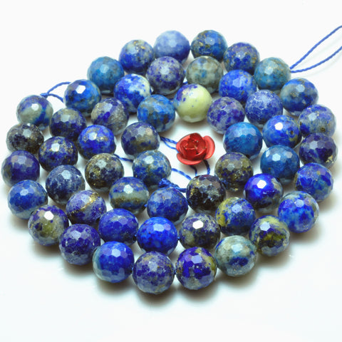 Natural Lapis Lazuli Mini faceted round loose beads wholesale gemstone for jewelry making bracelet DIY