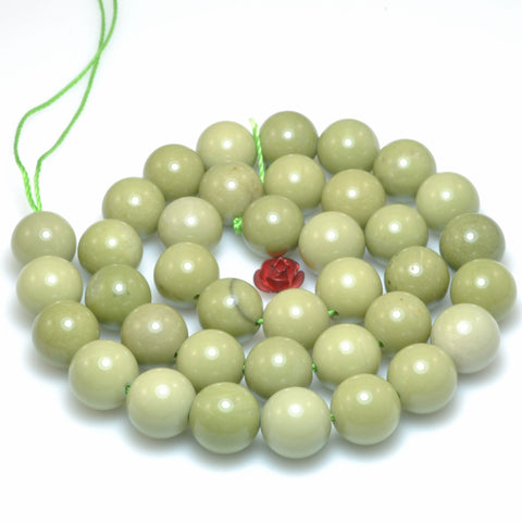 Natural Alashan Jasper Matcha Green smooth round loose beads wholesale gemstone for jewelry making bracelet DIY